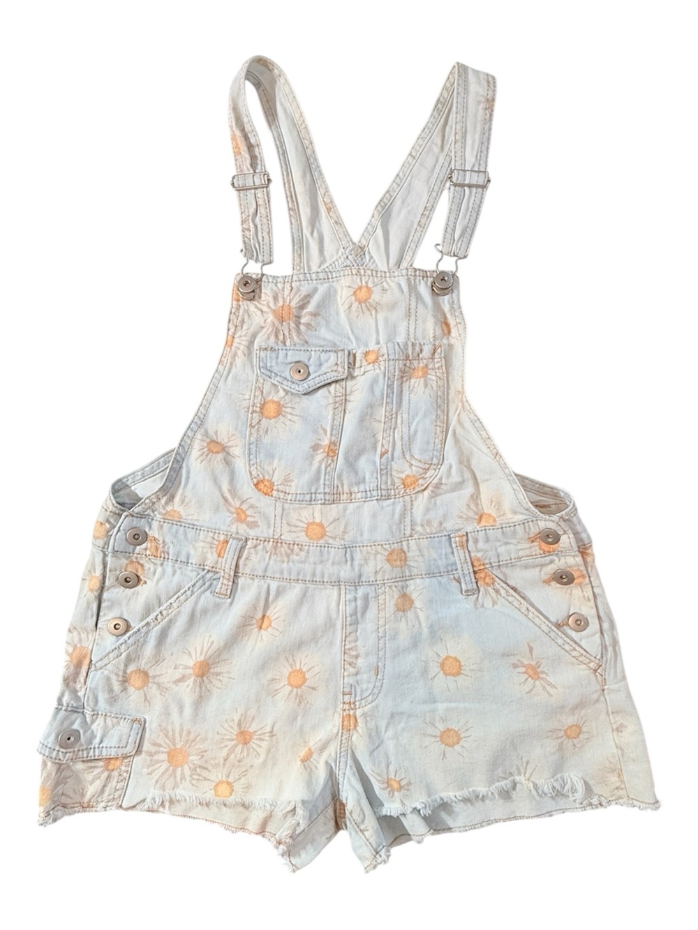 No Boundaries light blue floral denim overalls Women’s size medium (7-9) | ss